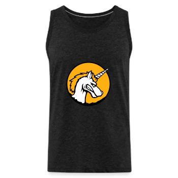Unicorn Evil Angry Attack Teeth Grinding Sour - Men's Premium Organic Tank Top - charcoal grey - Front - AI Model Male 185 dark (185cm)