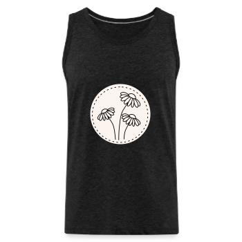 Daisy Line Art – Floral Motif Circle - Men's Premium Organic Tank Top - charcoal grey - Front - Alexander (188cm)