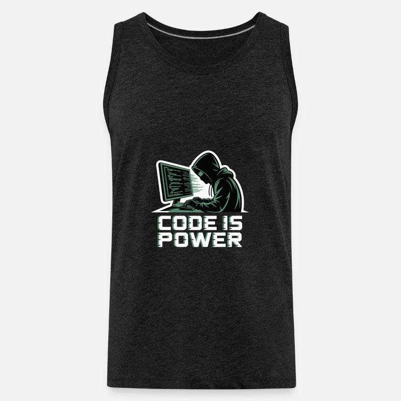 Cyber Hacker Code Unendliches Design - Männer Premium Bio Tank Top - Anthrazit