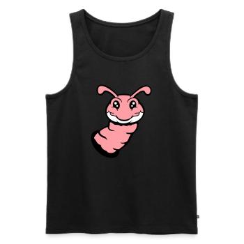 Caterpillar peeks out of hole smiles sweet worm comic fun - Men's Premium Organic Tank Top - charcoal grey - Front - AI Model Male 185 dark (185cm)