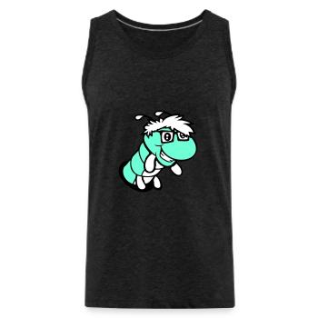 nerd caterpillar looks hole geek worm horn-rimmed glasses smart - Men's Premium Organic Tank Top - charcoal grey - Front - AI Model Male 185 dark (185cm)