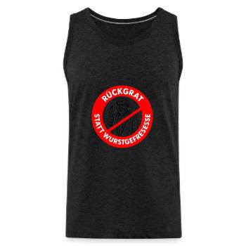 Backbone instead of sausage eating! DESIRED COLORS Comic - Men's Premium Organic Tank Top - charcoal grey - Front - Alexander (188cm)