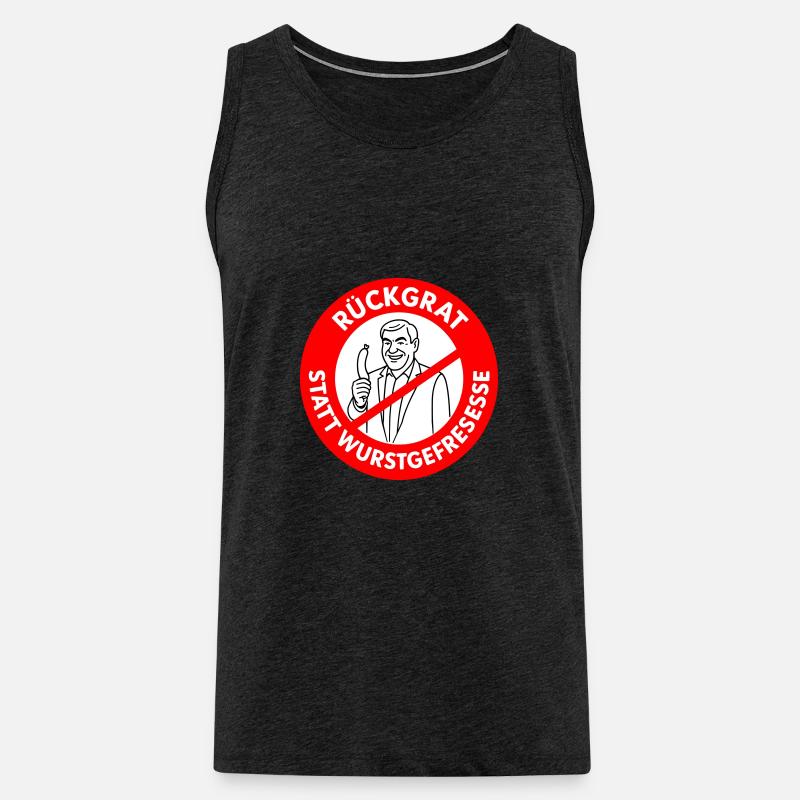 Rückgrat statt Wurstgefresse! Comic-WUNSCHFARBEN  - Männer Premium Bio Tank Top - Anthrazit