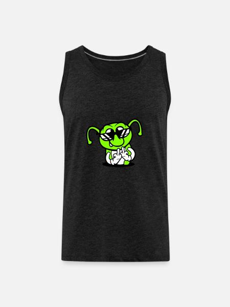 Caterpillar Middle Finger Insult Hole Sunglasses - Men's Premium Organic Tank Top - charcoal grey