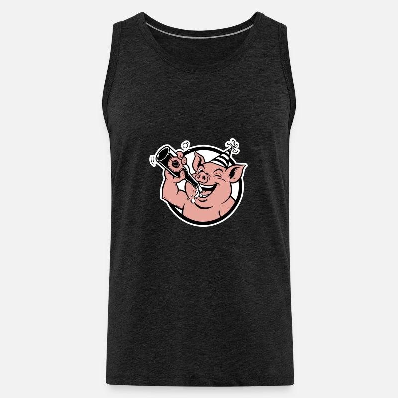 Schweinchen mit Festflasche - Männer Premium Bio Tank Top - Anthrazit