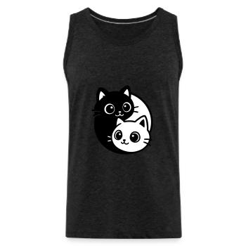 Ying Yang Katzenporträt  - Männer Premium Bio Tank Top - Anthrazit - Vorne - Alexander (188cm)