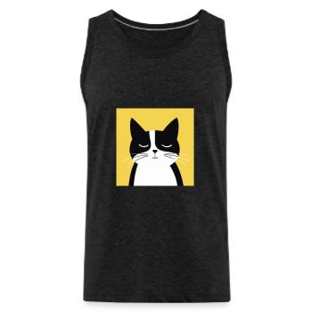 Chat noir et blanc minimaliste - Débardeur bio Premium Homme - charbon - Devant - Alexander (188cm)