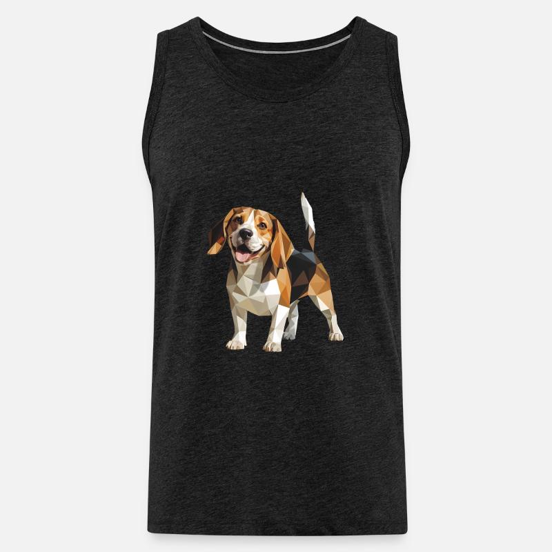 Beagle - Cooles Low Poly Logo - Männer Premium Bio Tank Top - Anthrazit