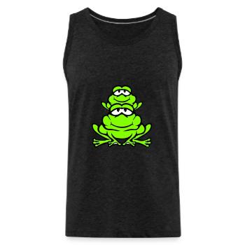 Grenouille Enfant Famille Papa Maman Piggyback Fête des Pères - Débardeur bio Premium Homme - charbon - Devant - AI Model Male 185 dark (185cm)