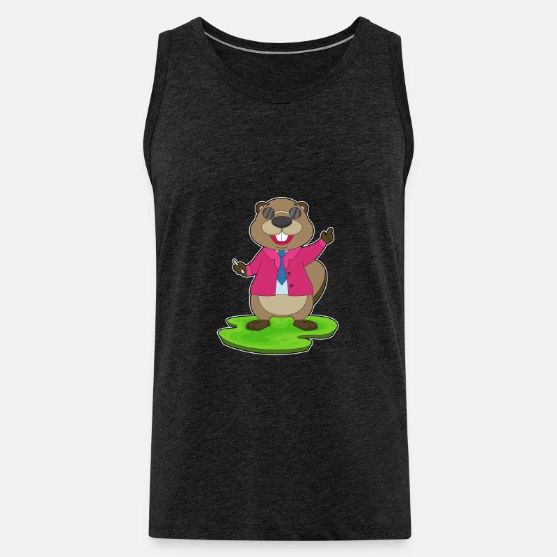 Biber Lehrer Kreide Schule - Männer Premium Bio Tank Top - Anthrazit