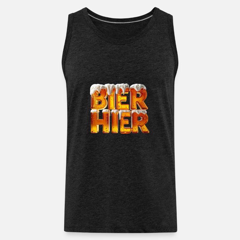 Bier? Hier! – 3D Bierglas-Buchstaben mit Schaum - Männer Premium Bio Tank Top - Anthrazit