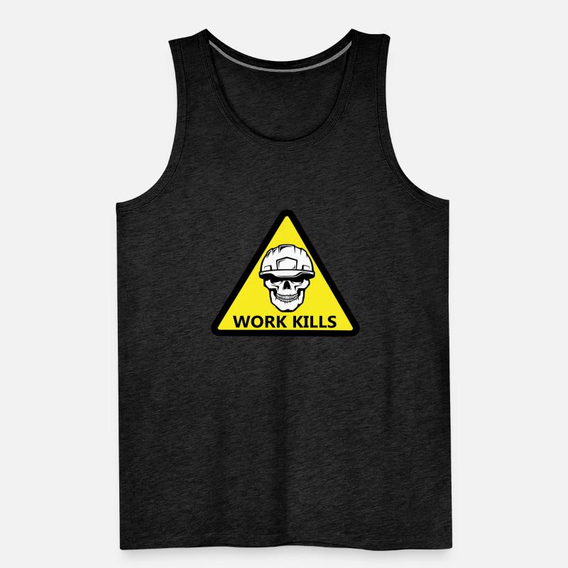 Danger Work, Kill sign with a helmeted skull Men's Premium Organic Tank Top