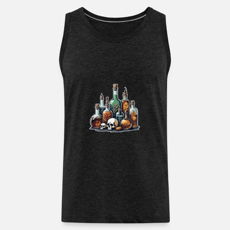Alchemie Fläschchen Schädel Design - Männer Premium Bio Tank Top - Anthrazit
