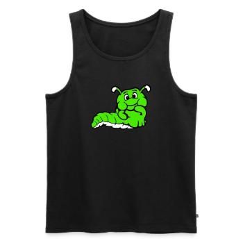 Caterpillar Worm Shy Friendly Curious Looking - Men's Premium Organic Tank Top - charcoal grey - Front - AI Model Male 185 dark (185cm)