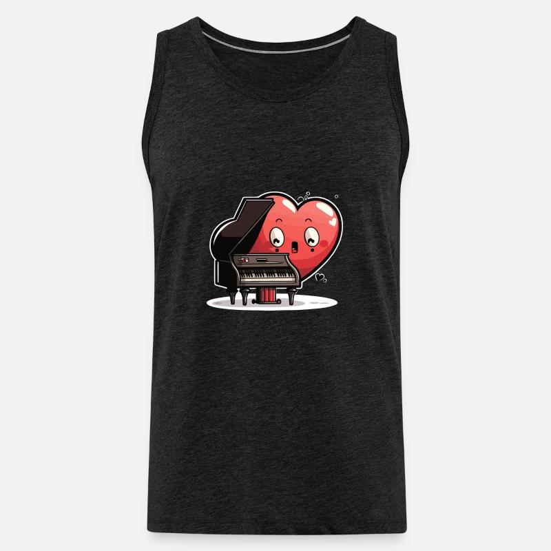 Herzklang am Pianoforte - Männer Premium Bio Tank Top - Anthrazit