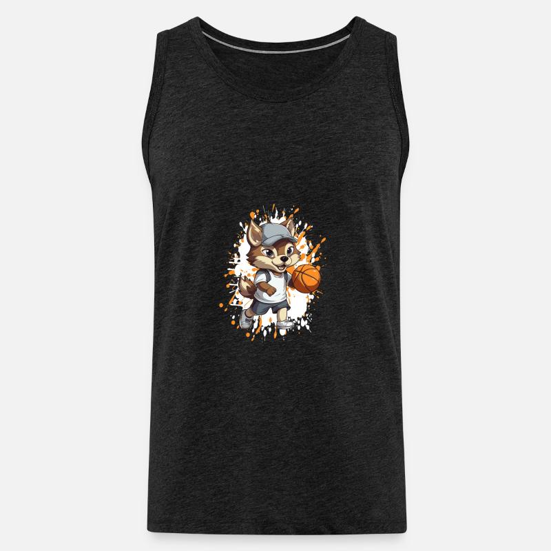 Fuchs Basketballheld im Freizeit-Look - Männer Premium Bio Tank Top - Anthrazit