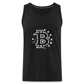 Bitcoin Board Circuit Tech Crypto - Men's Premium Organic Tank Top - charcoal grey - Front - Alexander (188cm)