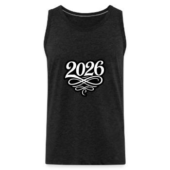 2026 year - Men's Premium Organic Tank Top - charcoal grey - Front - AI Model Male 185 dark (185cm)