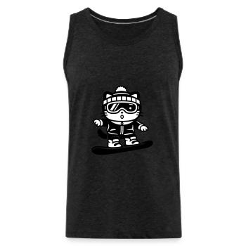 Snowboard Cat - Men's Premium Organic Tank Top - charcoal grey - Front - AI Model Male 185 dark (185cm)