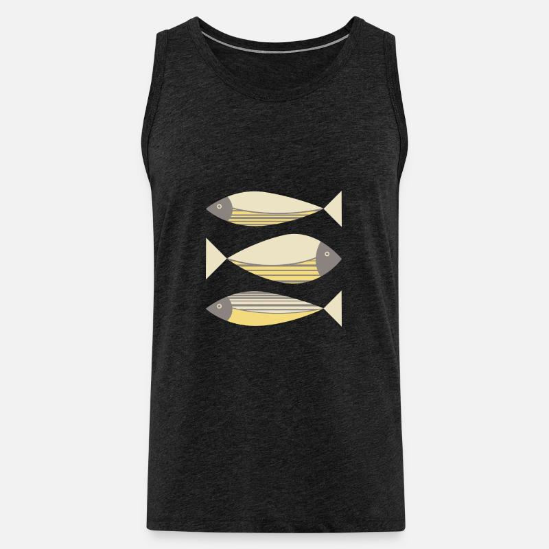 Illustrierter Grafikfisch Gelb-Grau - Männer Premium Bio Tank Top - Anthrazit