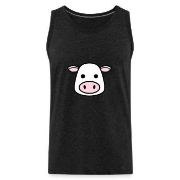 Süßer Kuh Kopf Gesicht Comic Vektor - Männer Premium Bio Tank Top - Anthrazit - Vorne - Alexander (188cm)
