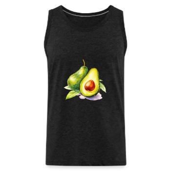Avocado Watercolor Freshness - Men's Premium Organic Tank Top - charcoal grey - Front - AI Model Male 185 dark (185cm)