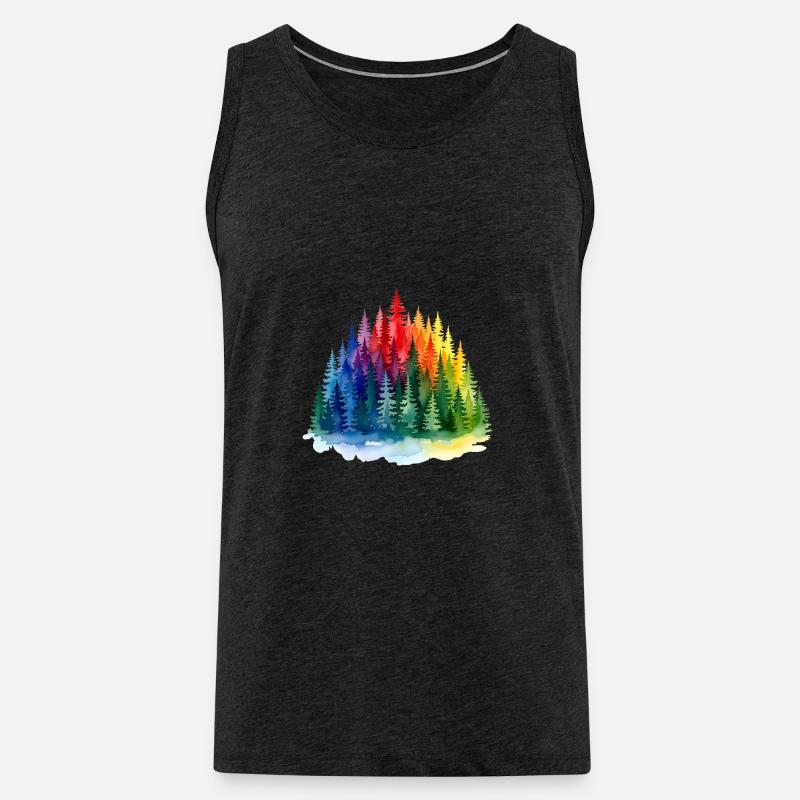 Regenbogenwald Silhouette Rainbow forest - Männer Premium Bio Tank Top - Anthrazit
