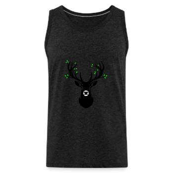 Hirschkopf Geweih Blätter Natur - Männer Premium Bio Tank Top - Anthrazit - Vorne - Alexander (188cm)