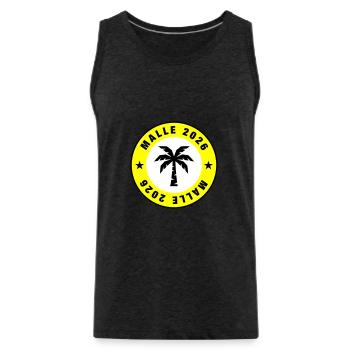 Malle 2026 Palm Tree Circle - Men's Premium Organic Tank Top - charcoal grey - Front - AI Model Male 185 dark (185cm)