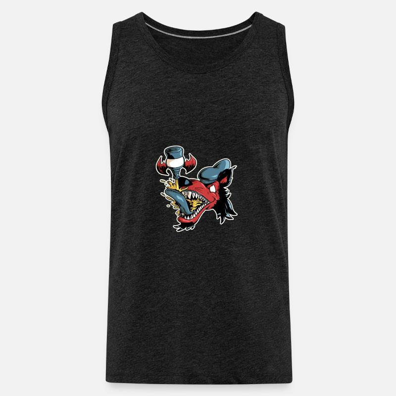 Wolf und fliegendes Bier - Männer Premium Bio Tank Top - Anthrazit