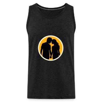 Couple Silhouette Amour Romance Petit ami de la Saint-Valentin - Débardeur bio Premium Homme - charbon - Devant - AI Model Male 185 dark (185cm)