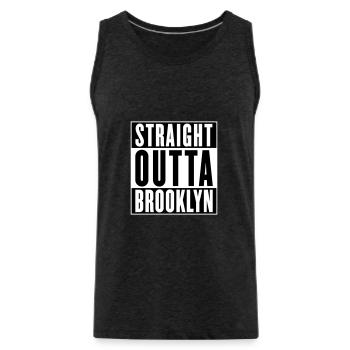 Tout droit sorti de Brooklyn (couleurs changeantes) - Débardeur bio Premium Homme - charbon - Devant - AI Model Male 185 dark (185cm)