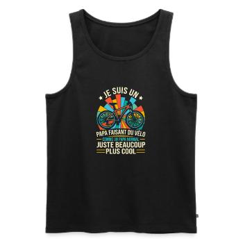Papa Cycliste Vélo VTT Rétro Cool - Débardeur bio Premium Homme - charbon - Devant - AI Model Male 185 dark (185cm)