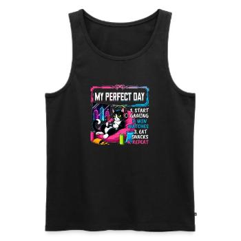 Gamer Gaming Cat Video Game - Männer Premium Bio Tank Top - Anthrazit - Vorne - AI Model Male 185 dark (185cm)