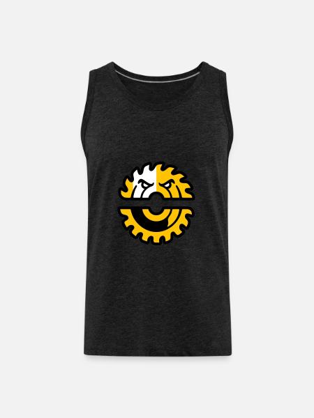 Circular Saw Mascot Logo - Men's Premium Organic Tank Top - charcoal grey