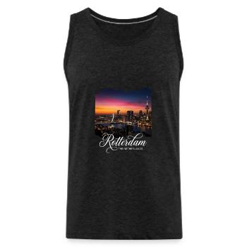 Rotterdam The Netherlands Skyline Abendlicht - Männer Premium Bio Tank Top - Anthrazit - Vorne - AI Model Male 185 dark (185cm)