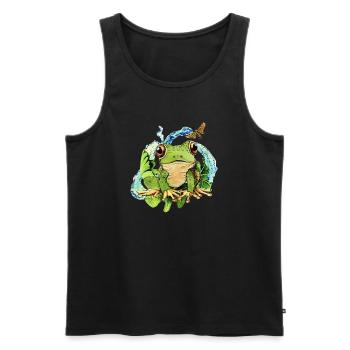 Cute frog in pond magic - Men's Premium Organic Tank Top - charcoal grey - Front - AI Model Male 185 dark (185cm)