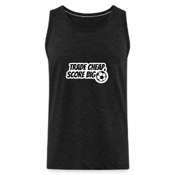 Tread cheap, score big - Men's Premium Organic Tank Top - charcoal grey - Front - Alexander (188cm)