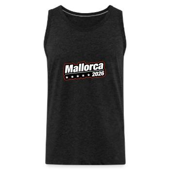 Mallorca 2026 - Men's Premium Organic Tank Top - charcoal grey - Front - AI Model Male 185 dark (185cm)