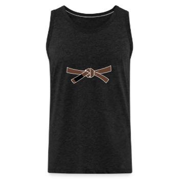 Ceinture marron - Ceinture marron - Débardeur bio Premium Homme - charbon - Devant - AI Model Male 185 dark (185cm)