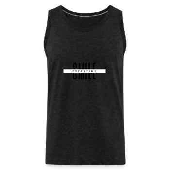 Jedes Mal lächeln – Minimale positive Typografie - Männer Premium Bio Tank Top - Anthrazit - Vorne - Alexander (188cm)