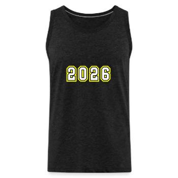 Année 2026 - Débardeur bio Premium Homme - charbon - Devant - AI Model Male 185 dark (185cm)