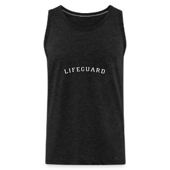 Typographie des polices de caractères de Lifeguard College - Débardeur bio Premium Homme - charbon - Devant - AI Model Male 185 dark (185cm)