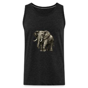 Vintage Elefant Illustration – Kraft & Natur - Männer Premium Bio Tank Top - Anthrazit - Vorne - Alexander (188cm)