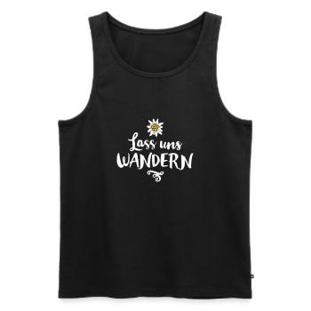 LASS UNS WANDERN EDELWEISS BLUME - Männer Premium Bio Tank Top - Anthrazit - Vorne - AI Model Male 185 dark (185cm)