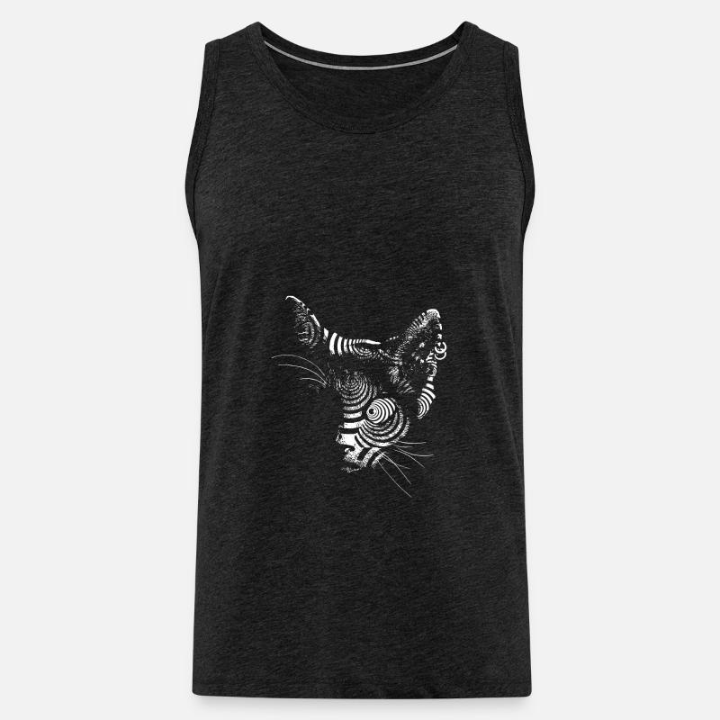 Katze Techno - Männer Premium Bio Tank Top - Anthrazit
