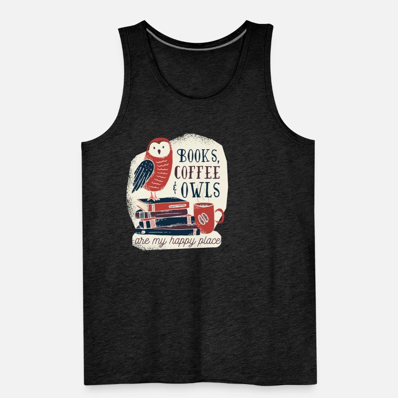 Die buch eule mit Kaffee Männer Premium Bio Tank Top
