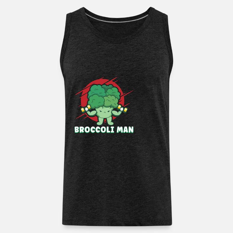 Funny Cute Broccoli Man - Männer Premium Bio Tank Top - Anthrazit