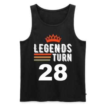 Legends turn 28, 28 birthday - Men's Premium Organic Tank Top - charcoal grey - Front - AI Model Male 185 dark (185cm)