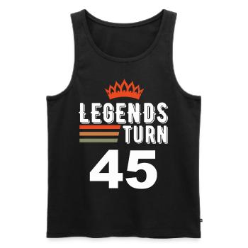 Legends turn 45, 45 birthday - Men's Premium Organic Tank Top - charcoal grey - Front - AI Model Male 185 dark (185cm)